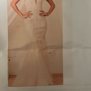 Lulu's Elegant Cream Lace Wedding Dress